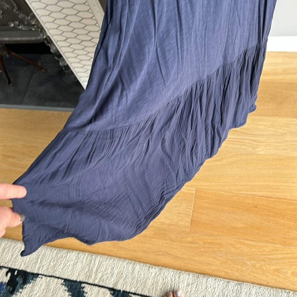 ANTHROPOLOGIE VELVET by Graham and Spencer Women's Navy Blue Ruffle Detail Dress - Picture 7 of 8